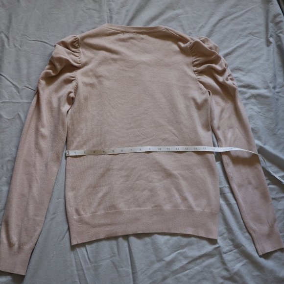GRACE ELEMENTS Puff Sleeve Cardigan Cream Small - Picture 9 of 9